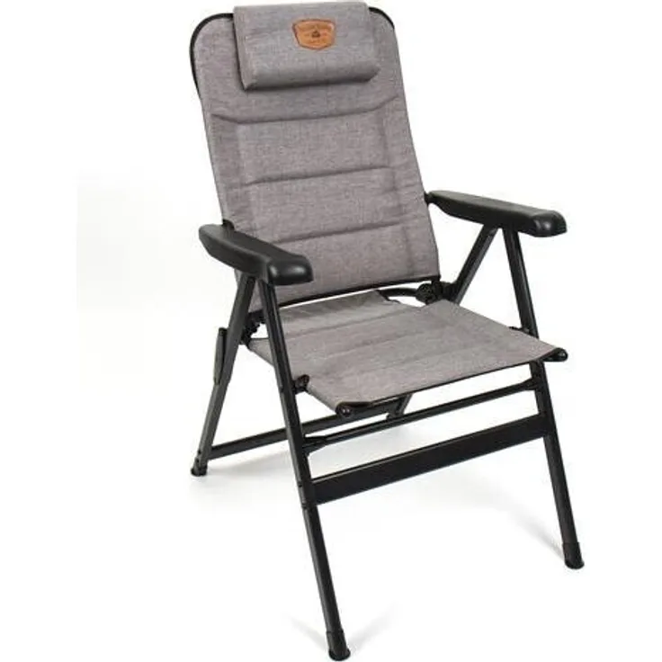 Holiday Travel Malaga Plus Campingstuhl grau, 7-fach verstellbar, Aluminium, gepolstert, höhenverstellbare Kopfstütze