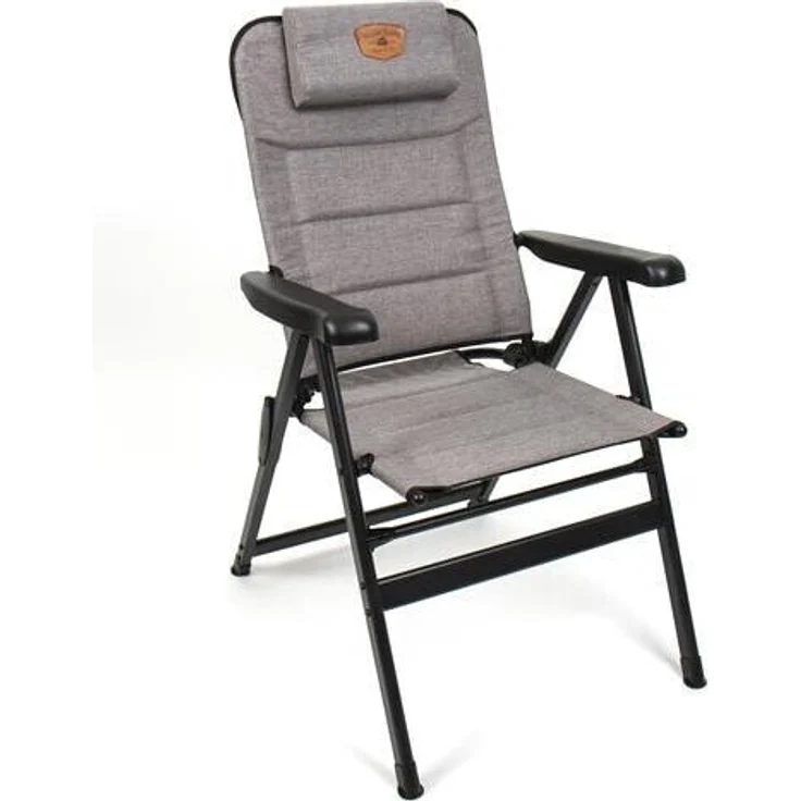 Holiday Travel Malaga Plus Campingstuhl grau, 7-fach verstellbar, Aluminium, gepolstert, höhenverstellbare Kopfstütze