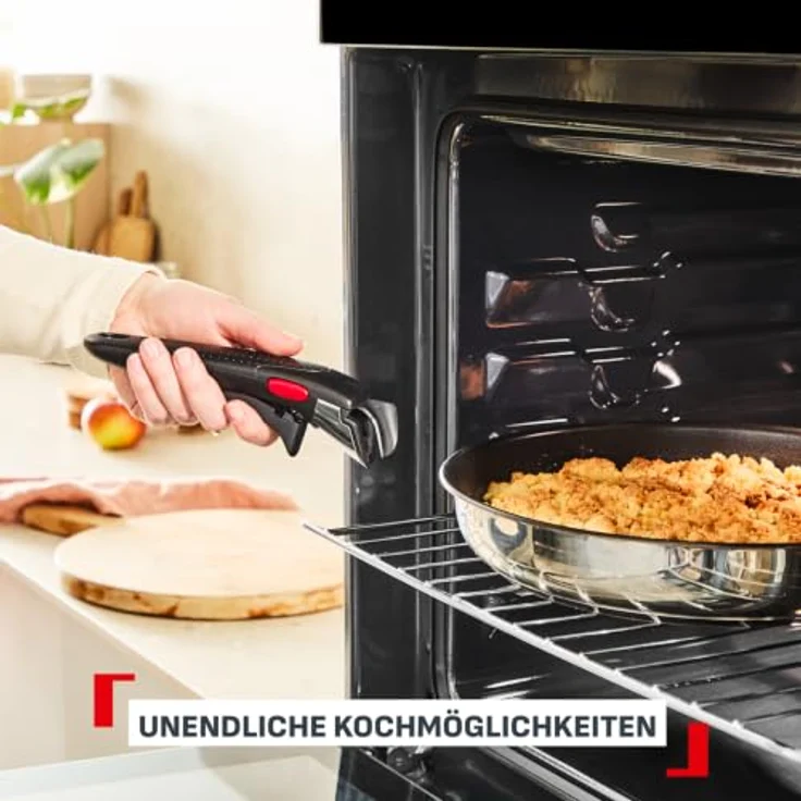 Tefal Ingenio Comfort Max 8-tlg. Kochgeschirr-Set, Titanium Antihaftversiegelung, stapelbar, platzsparend, Thermo-Signal, für alle Herdarten, sicherer Griff, mühelose Reinigung, Edelstahl, L966S844 – Bild 5