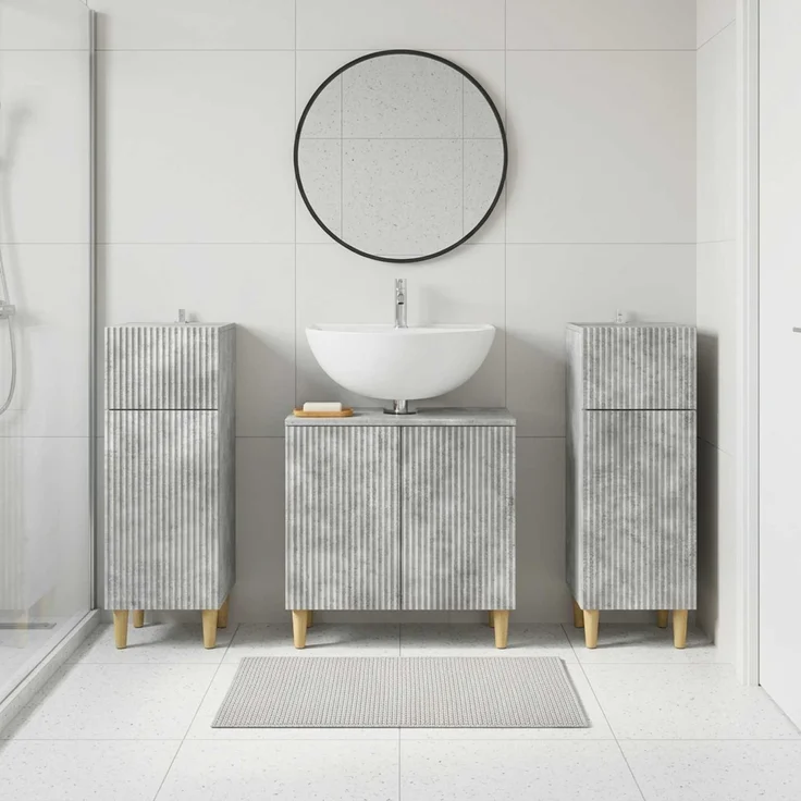 vidaXL 3-teiliges Badezimmer-Schranksystem ARNHEM 3 stk. Betongrau 3418011 – Bild 1