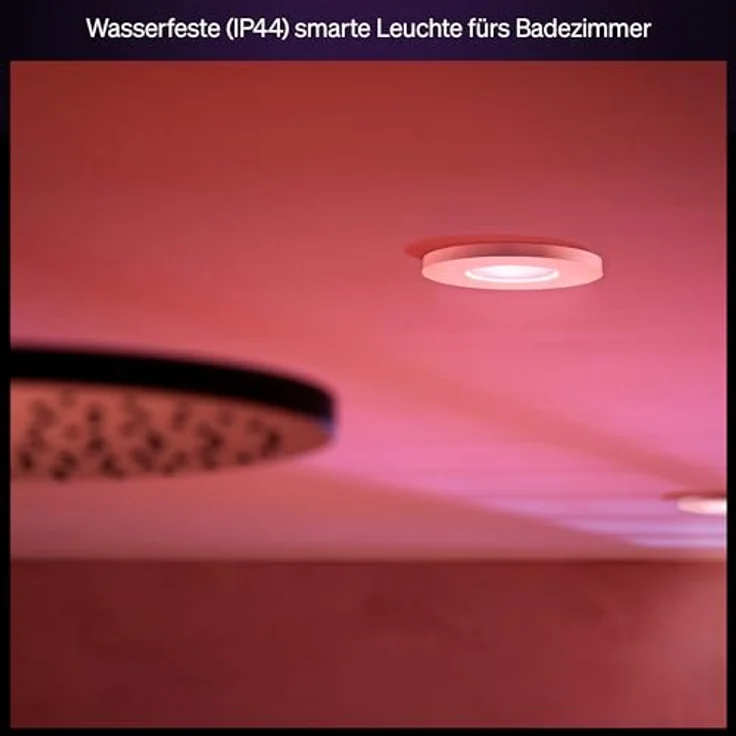 Philips Hue White & Color Ambiance Xamento recessed spotlights 1 Pack, dimmable Bathroom Lights for The Hue System with 16 Million Colours, Intelligent Light Control via Voice and app, White – Bild 5