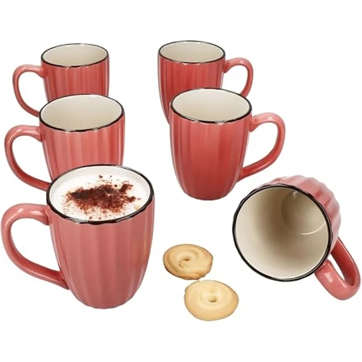 MÄSER Tasse Mäser OSITA Rose Weiß 6x Kaffeebecher 300ml rosa Steingut-Tassen, Steingut – Bild 1