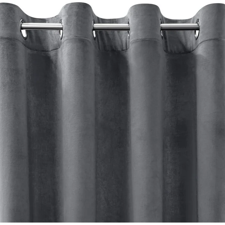 Design91 Samtvorhang, Ösen, Polyester graphit, 140x250 cm – Bild 5