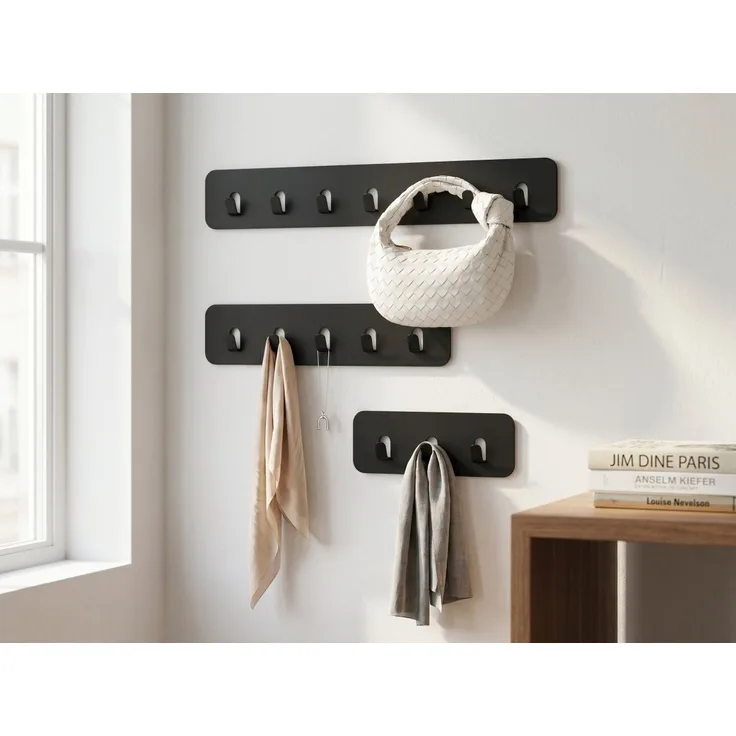 Garderobenleiste >Tilly 2< 5 Haken, anhrazit, Metall - 50x10x3cm (BxHxT)