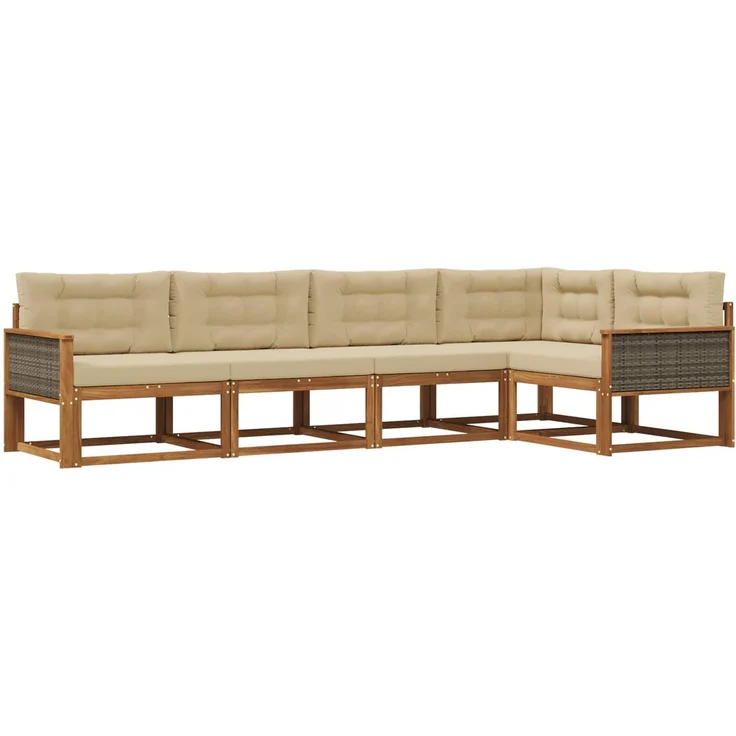 vidaXL Outdoor-Sofagarnitur 5 stk. 5-Sitzer Natur und Beige 3382561 – Bild 2