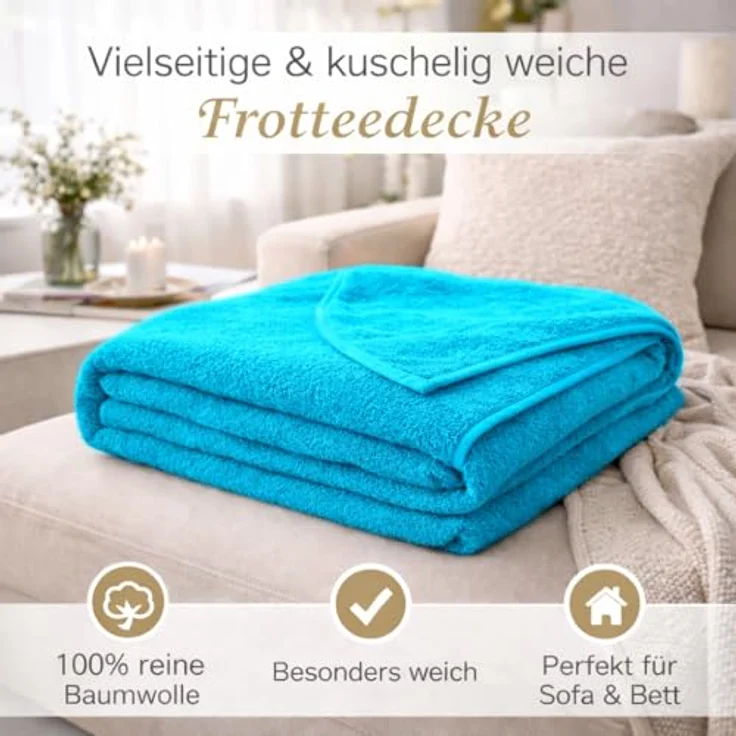 Wohndecke Frotteedecke, KiGATEX, 100% Baumwolle, 150 x 200 cm – Bild 5