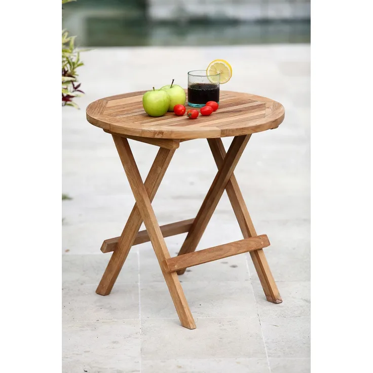 Beistelltisch Klapptisch MITAN aus Teakholz rund von GardenPleasure