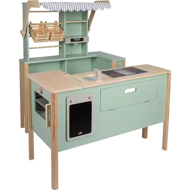 small foot Kaufladen & Kinderküche Fresh, vielseitig nutzbar als Imbiss, Kiosk oder Marktstand, Salbeigrün – Bild 2