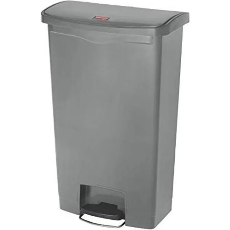 Rubbermaid Slim Jim 1883604 68 Litre Front Step Step-On Resin Wastebasket - Grey
