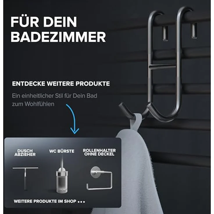 ovimar Handtuchhaken Hov, (Packung, 2-St, 2), aus Edelstahl in Silber zur Zum Aufhängen – Bild 7