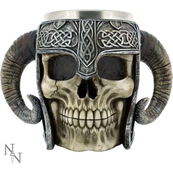 Figuren Shop GmbH Bierkrug Wikinger Totenkopf Krug - Walhalla - Gothic Bierkrug