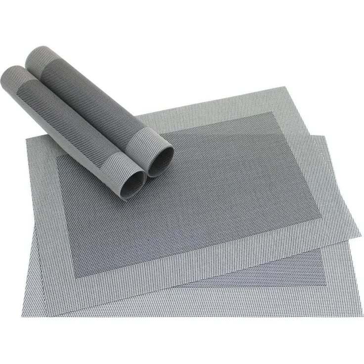 matches21 HOME & HOBBY Platzset Tischset BORDA 4er Silber Schwarz Tischunterlage als Tischdeko, (4-St), modernes Esstisch Platzdeckchen als abwaschbarer Tischuntersetzer