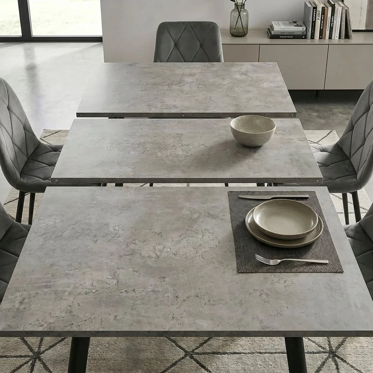 B&D home Essgruppe Mara & Vicka, (Set, 5-tlg, 1 Tisch / 4 Stühle), Esstisch ausziehbar bis 160cm für 4-6 Personen, Stühle in Samtstoff – Bild 3