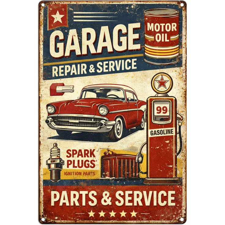 AstraDesign Blechschild 20x30cm - Garage Repair & Service – Metall – AD0370