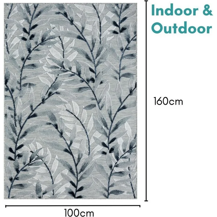 Wohnando Teppich MY-RUG Outdoor-Teppich "Laurel II" 160x100 cm, grau, rechteckig, Höhe: 8 mm, mit floralem Hoch-Tief-Design, für draußen – Bild 3