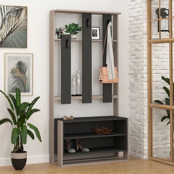 Skye Decor 'Chester - Light Mocha, Anthracite' Garderobe, Hell-Mokka / Anthrazit, 90 x 180 x 36 cm – Bild 1