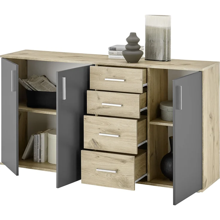 Kommode >BC 1040< in Grau matt - 160x84x35 (BxHxT) – Bild 3