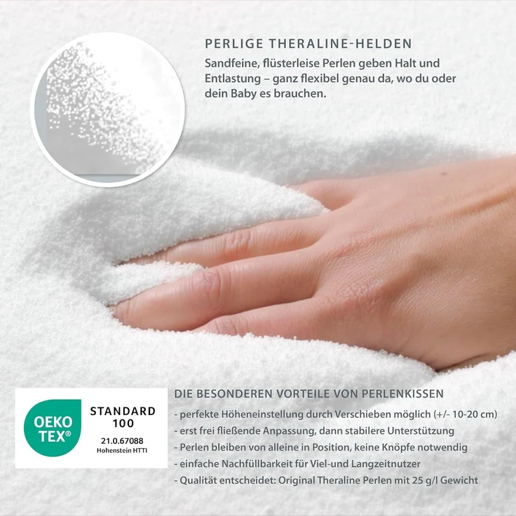 Theraline Stillkissen inkl. Bezug, Baumwolle taupe, 190 cm – Bild 5