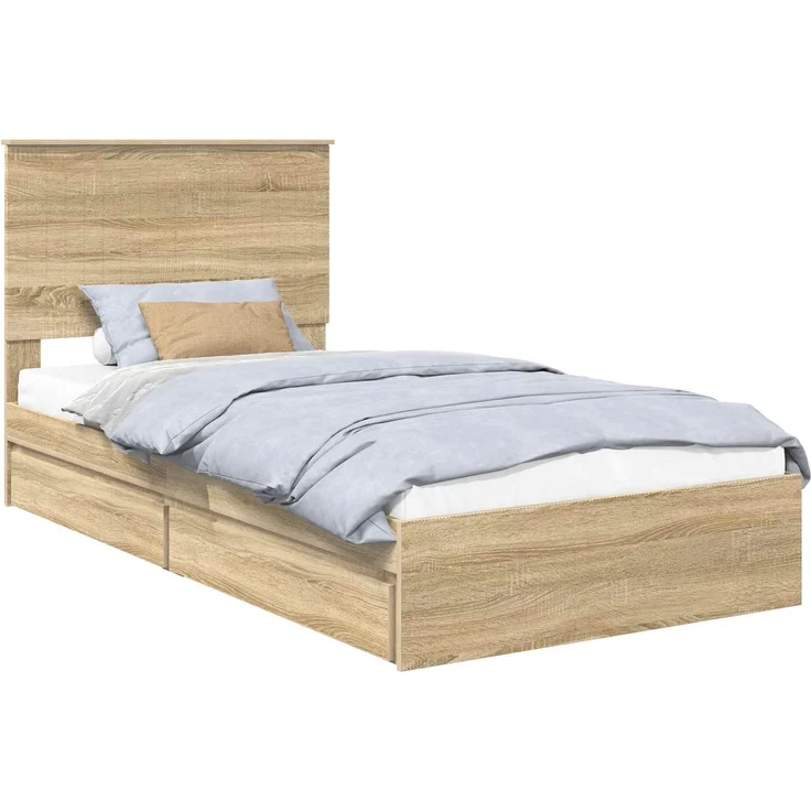 vidaXL Aufbewahrungsbett Sonoma-Eiche 100 x 200 cm Holzwerkstoff 3411238 – Bild 1