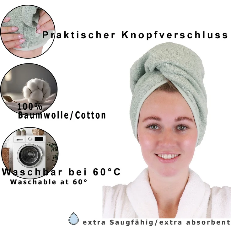 Betz Turban-Handtuch mit Knopf BERLIN Kopfhandtuch Haarturban, (1-St), mit Knopfverschluss – Bild 2