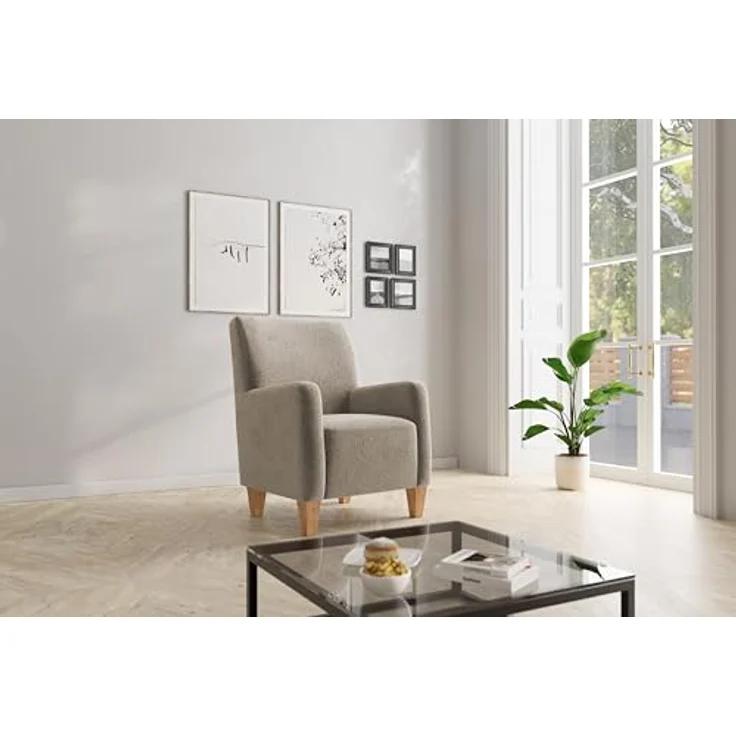 Cavadore Sessel Vida / Polstersessel im trendigen Design / 74 x 93 x 81 / Mikrofaser, Perlbeige – Bild 3