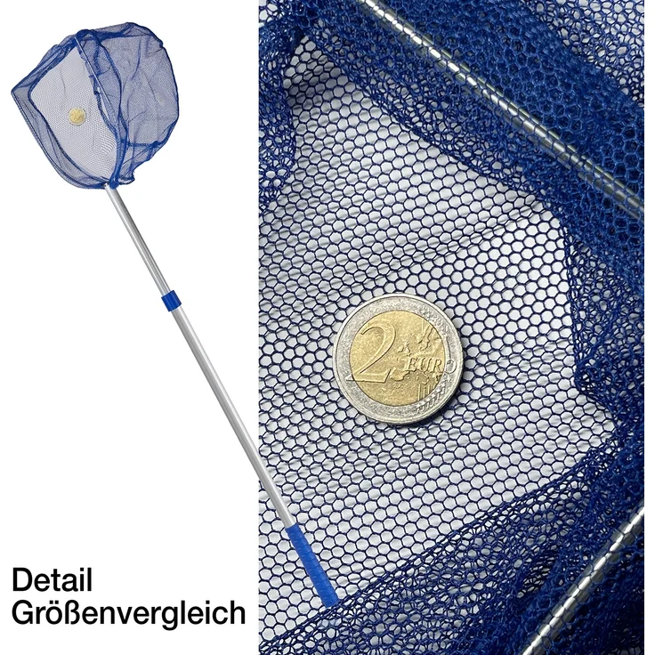 BigDean 3x Kescher für Kinder - Teleskop Kinderkescher - 75cm lang - Zum Fangen von Fischen - Für Teich, Wasser & Pool - Angelkescher klein - Kinderspielzeug Teichkescher Nylon-Netz – Bild 4