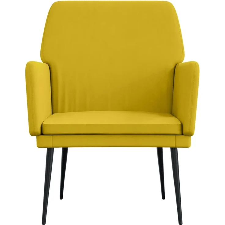 Sessel wohnzimmer, Relaxsessel Gelb 62x79x79 cm Samt – Bild 3