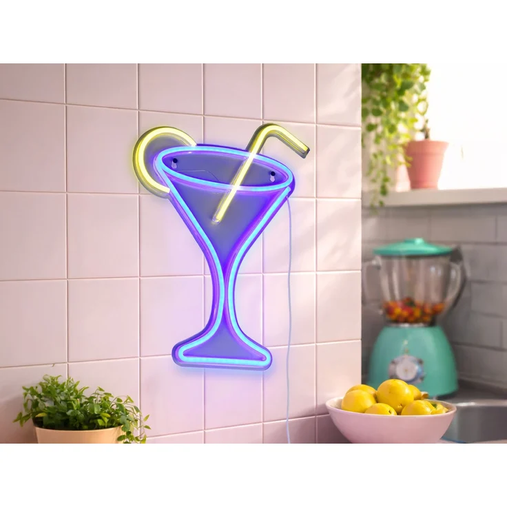 Ausgefallene Neon LED Wandleuchte CHEERS mit USB Kabel & Schalter, Höhe 43cm – Bild 5