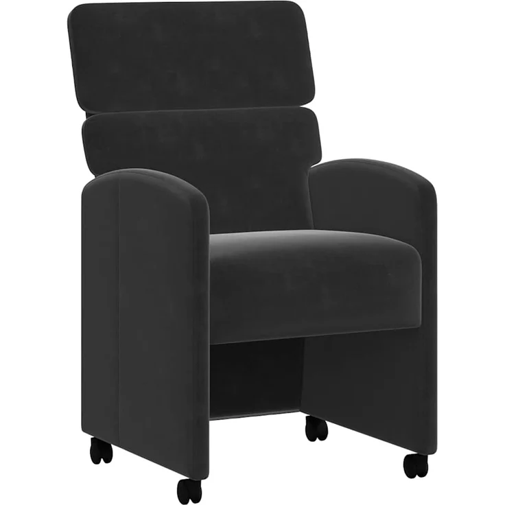 vidaXL Esszimmerstühle mit Rollen 2 pcs Schwarz 58 x 65 x 98 cm Samt 42017880 – Bild 1
