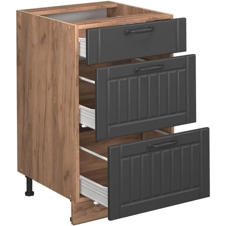 Küchenunterschrank Fame-Line Dunkelgrau 50 cm , AP Eiche Vicco – Bild 5