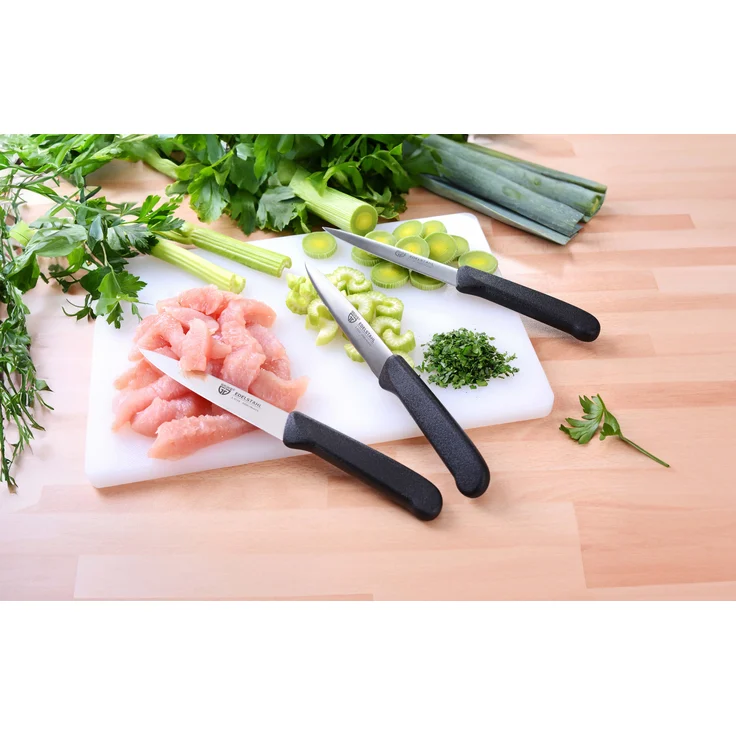 Gemüsemesser 3 Stück, Edelstahl schwarz – Bild 4