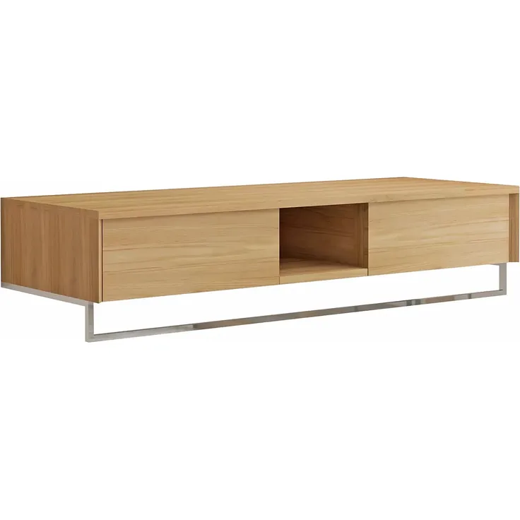 Vente-unique - Hängender Waschbeckenunterschrank aus Teakholz mit Handtuchhalter – 140 cm – KUPANG