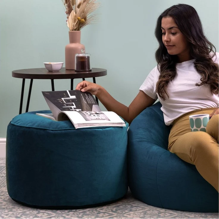 Icon Runder Sitzpuff „Milano“, XL Samt Sitzsack Hocker, Groß Fußhocker für das Wohnzimmer, Sitzkissen – Bild 2