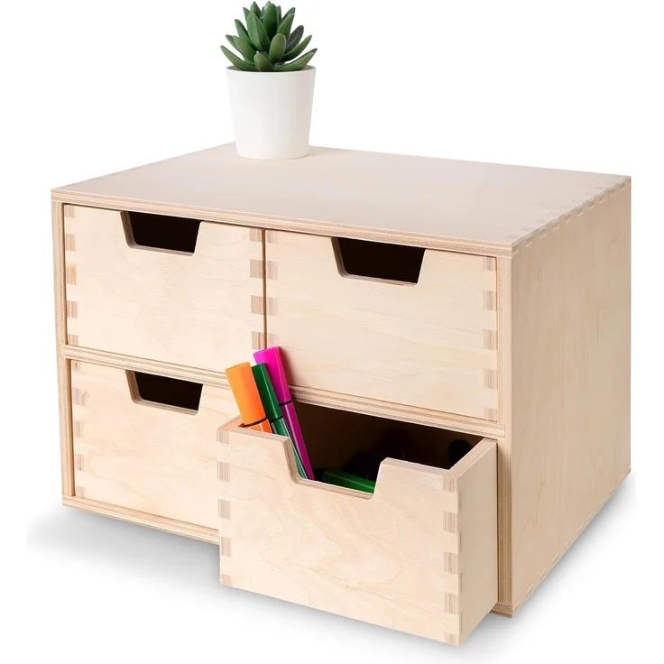 Creative Deco Schubladenbox Schubladenelement Mini-Kommode für Kleinigkeiten aus Birkensperrholz, (4-St)
