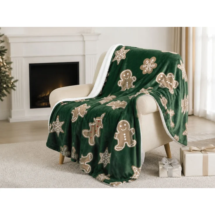 Weihnachts-Flanelldecke mit Digitaldruck Grün, für Bett, 264x228 cm – Bild 2