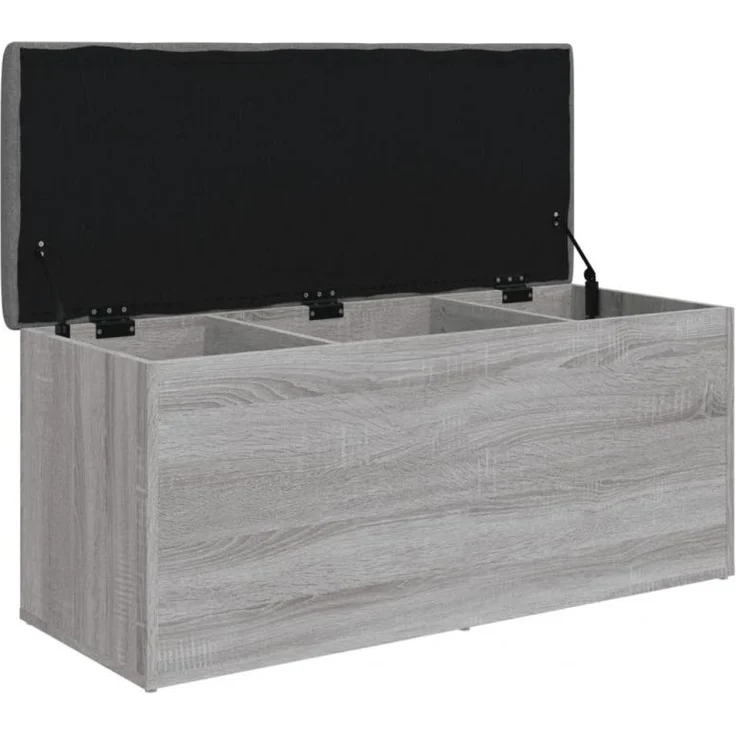 Sitzbank mit Stauraum, Holzwerkstoff, Grau Sonoma, 102 x 42 x 45 cm – Bild 4