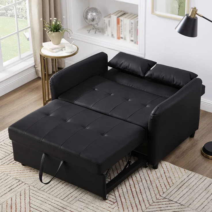 ZUBALIYA Sofa 156x100 cm, mit Ausziehbett, mit breiten Armlehnen, mit Schaumstoffpolsterung, ohne aufwendige Montage – Bild 8