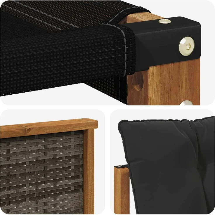 vidaXL Outdoor-Sofagarnitur mit Kissen 4 pcs Natürlich und Schwarz 3381868 – Bild 6