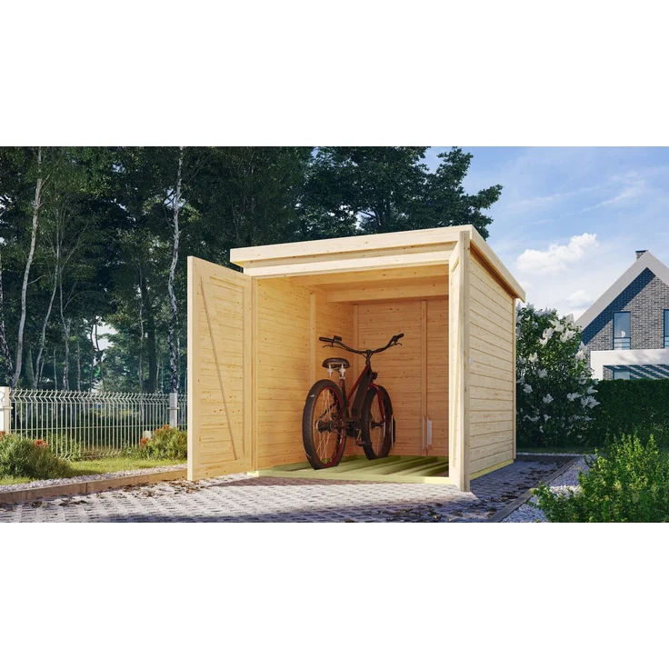 Karibu Fahrradbox Fahrradgarage mit Einschub und Halterung für bis zu 3 Fahrräder, in 2 Ausführungen, BxTxH: 162,5 x 216 x 167 cm – Bild 5