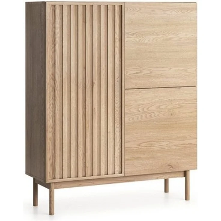 Beautysofa Kommode SAPPORO im Japandi-Stil (Push-to-Open-Funktion, mit 3 Türen), Lamellenfront – Bild 4