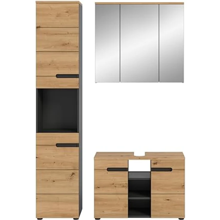 Xonox Canu Badkombination (B/H/T: 133x193x34 cm) in Basalt grau Nachbildung und Artisan Nachbildung – Bild 5