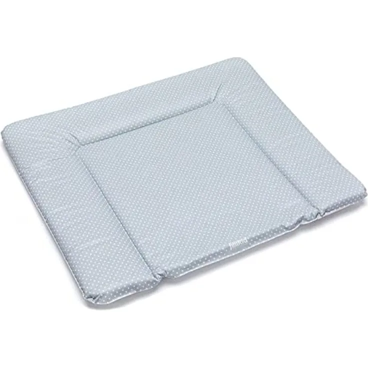 Fillikid Baby Wickelauflage Softy 75x85 cm mit Umrandung, weiche Auflage für Wickelkommode - abwaschbar, kleine Punkte - Grau