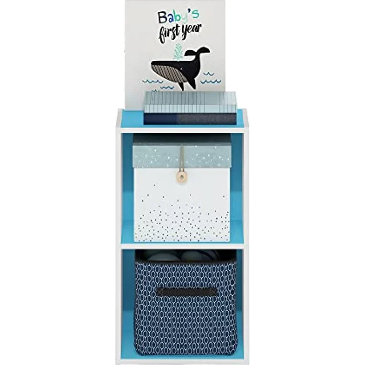 Furinno Pasir 2-stufiges Bücherregal mit offenem Regal, Hellblau/Weiß – Bild 6