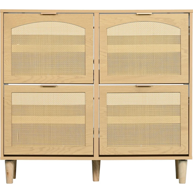 ZUBALIYA Schuhschrank 100 x 25 x 90 cm, aus Spanplatte, Helle Eiche – Bild 14