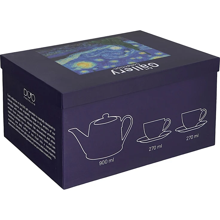 DUO ART GALLERY Teekanne mit 2 Tassen und Teesieb STARRY NIGHT inspired by Van Gogh, New Bone China Porzellan – Bild 5