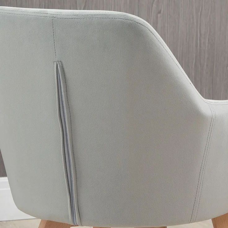 HOMCOM Esszimmerstuhl, Samt(100% Polyester), Gummiholz, Grau, 54L x 57B x 80H cm – Bild 7