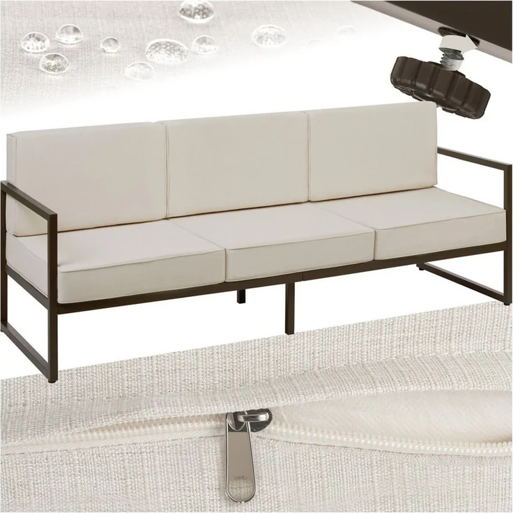 tectake Essgruppe Garten-Loungesofa, (Set, 1-tlg), Pulverbeschichtetes Stahlgestell für maximale Stabilität – Bild 5