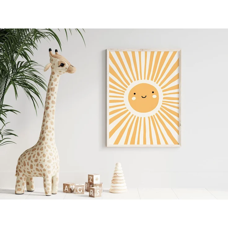 Poster Kinderzimmer Sonnenstrahlen Regenbogen Herzen Blumen · Kinderzimmer Bilder · Wand Deko · Kunst Druck · Deko Print ohne Rahmen - Sonnenstrahlen / 15x20 cm