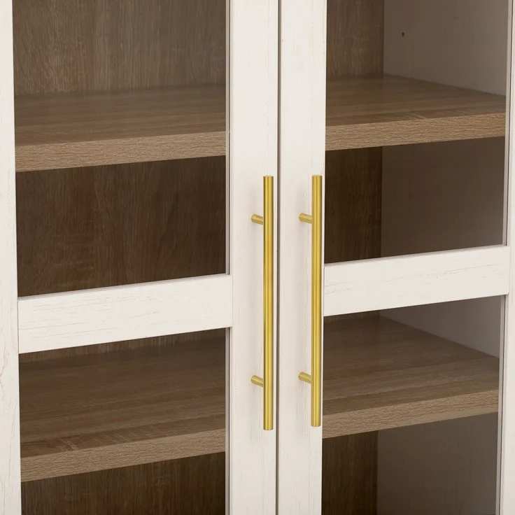 EINHOM Highboard mit verstellbaren Regalböden und Schubladen, Küchenschrank mit transparentem Glas und großem Stauraum, Ideal für Esszimmer, Wohnzimmer und Küche (Weiß), Weiß – Bild 6