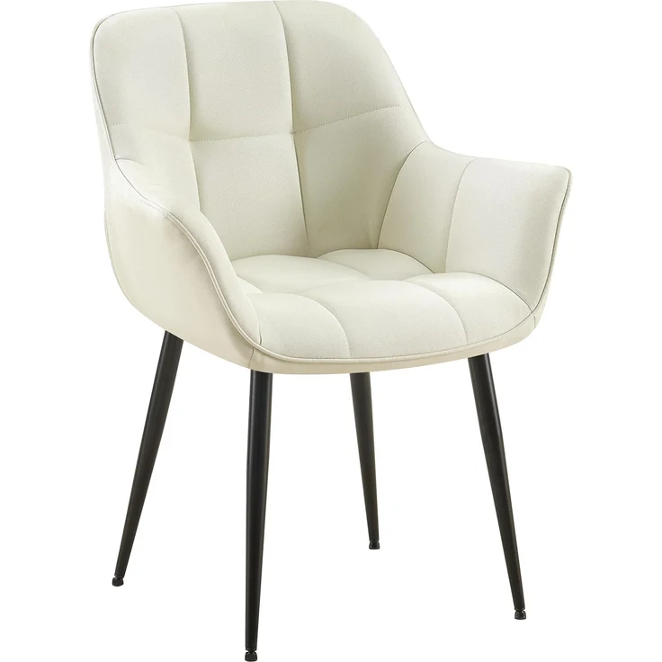 Esszimmerstuhl GUNIM - Stoff Creme 65x58x85 cm | Essstühle Esszimmerstühle Küchenstühle Wohnzimmerstühle – Bild 1